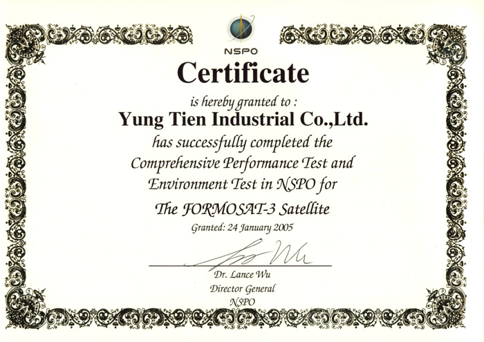 Satellite Certification - NSPO
